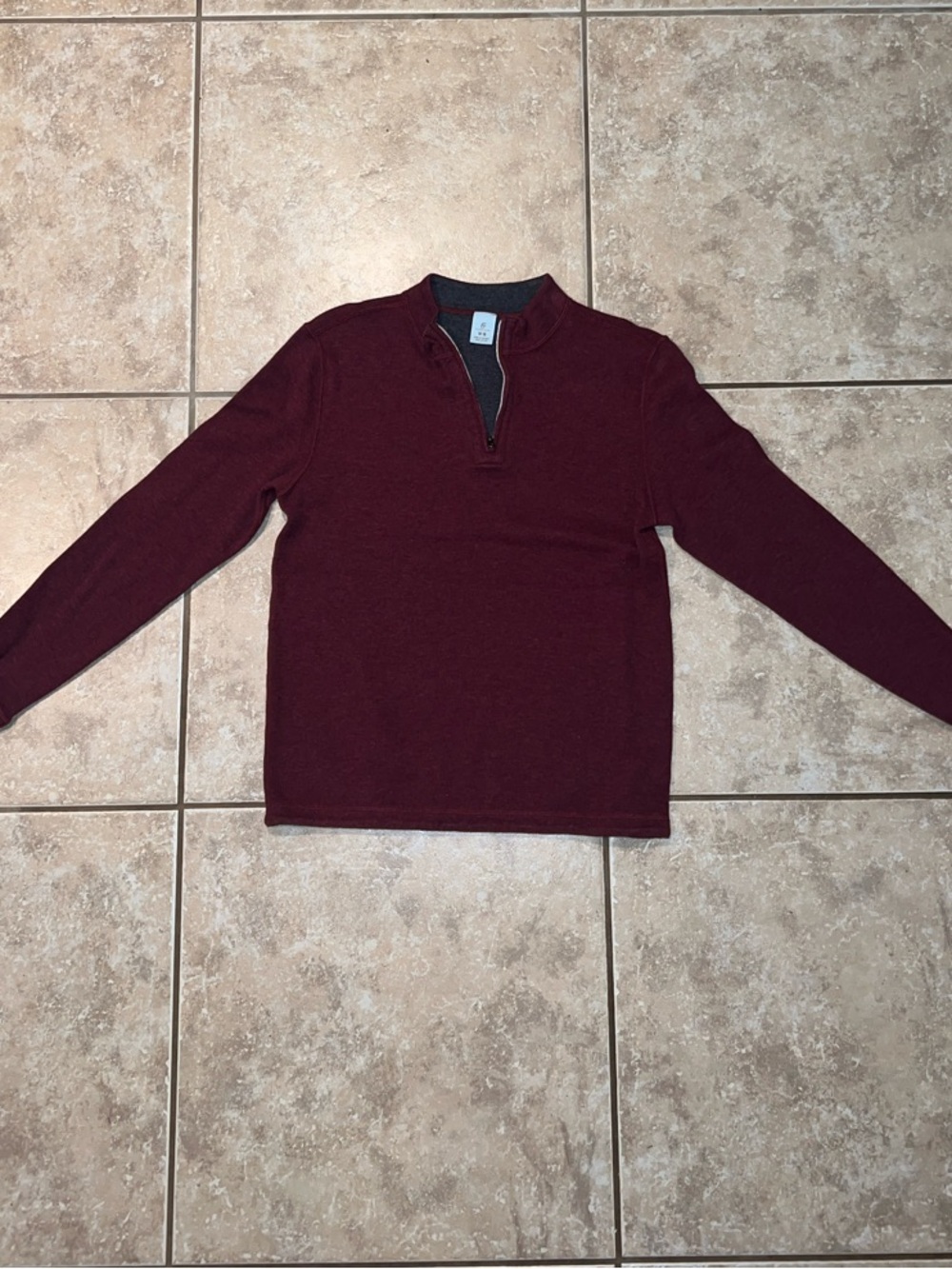 Class Club Men's Zip Pullover Sweater - Burgundy